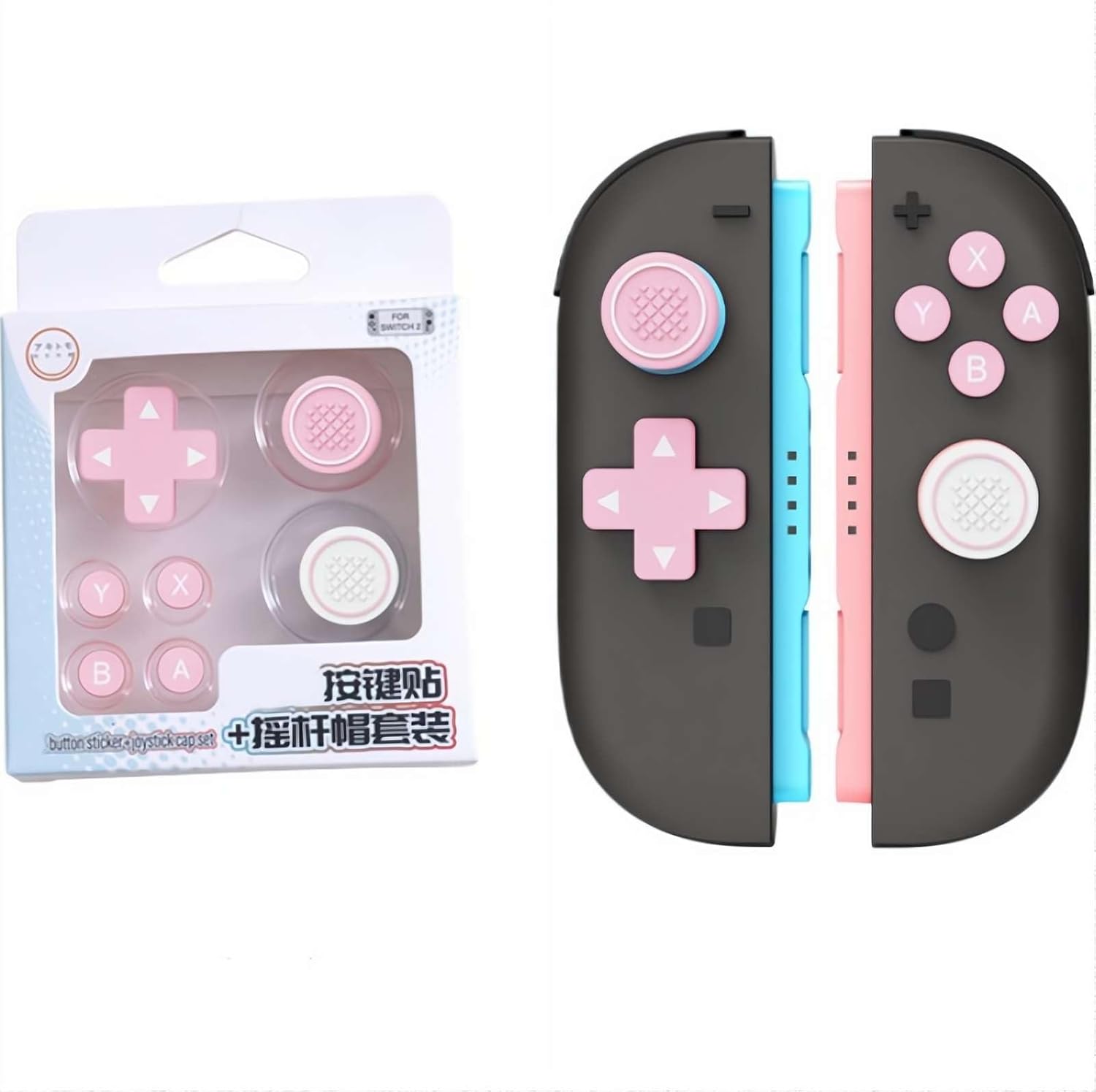 for switch2 2025 Joystick Cap and Colored Button Sticker Set,Anti-Slip ...