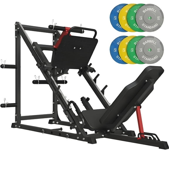 Syedee Adjustable Leg Press Machine with Calf Block, 2000LBS Capacity, Black, 230LBS Weight Plates