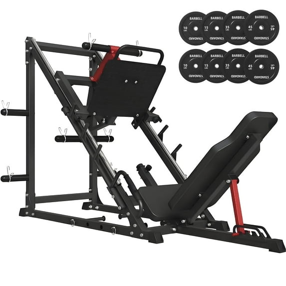 Syedee Adjustable Leg Press Machine with Calf Block, 2000LBS Capacity, Black, 230LBS Weight Plates
