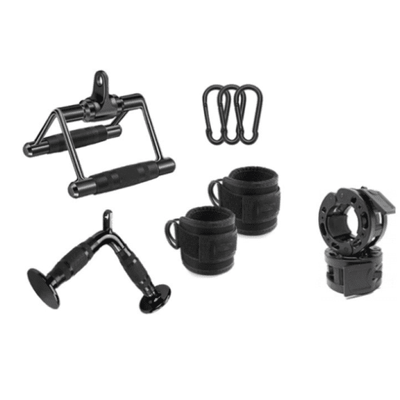 syedee Cable Machine Attachments Set,Gym Cable Attachments with Ankle Straps, V Tricep Bar, Close-Grip Row Handle, Barbell Collars and Carabiners for Home Gym,Home Gym Accessories