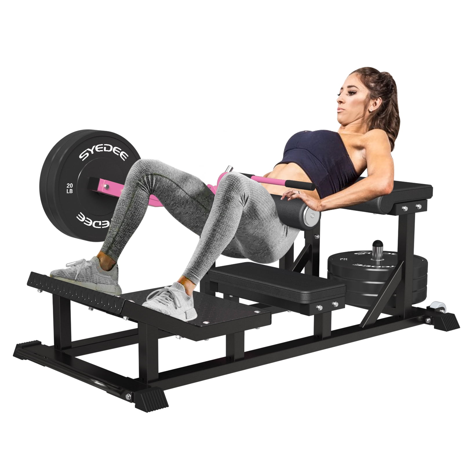 syedee Glute Bridge Machine, Heavy Duty Plate-Loaded Hip Thrust Machine,  Glute Drive Machine for Glute Muscles Shaping(Pink) 