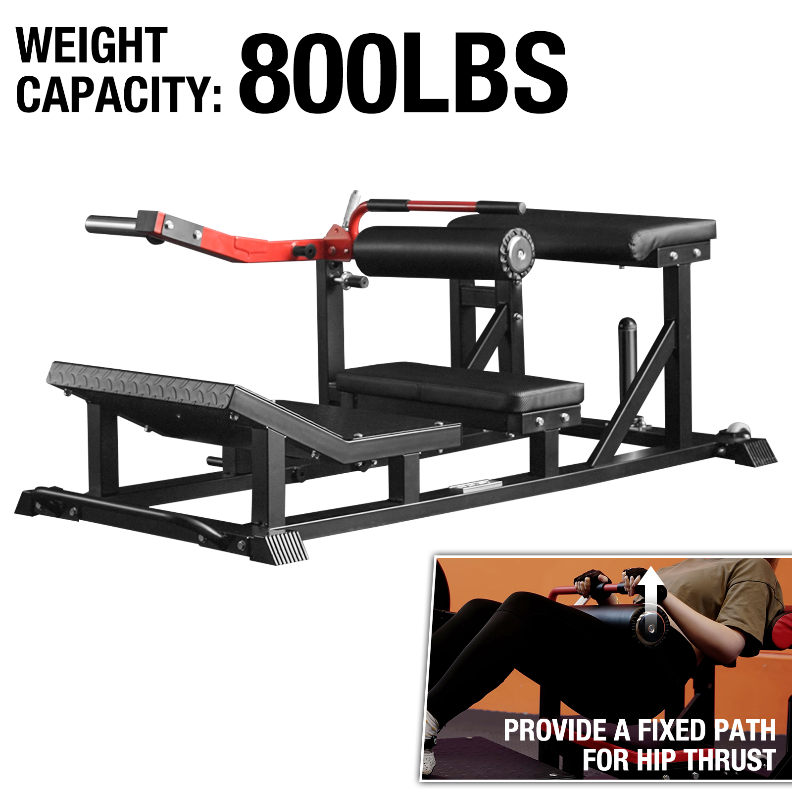 syedee Glute Bridge Machine, Heavy Duty Plate-Loaded Hip Thrust Machine, Glute Drive Machine for Glute Muscles Shaping(Red), Home Gym Equipment - image 1 of 10
