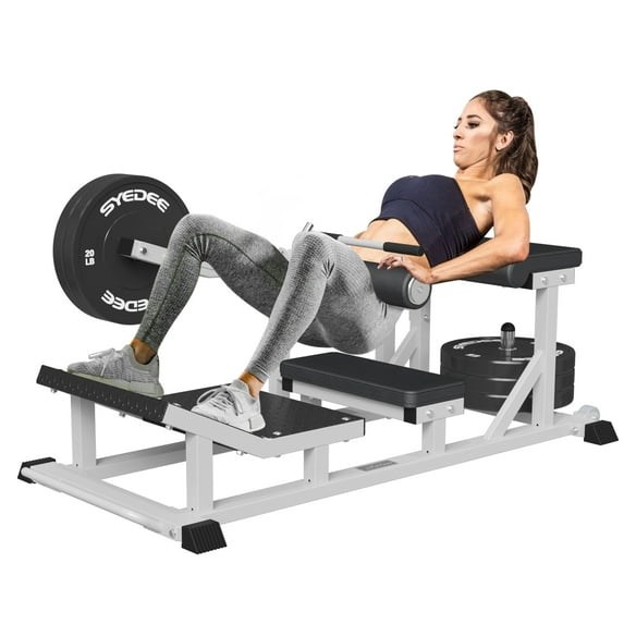 syedee Glute Bridge Machine, Heavy Duty Plate-Loaded Hip Thrust Machine, Glute Drive Machine for Glute Muscles Shaping(White)