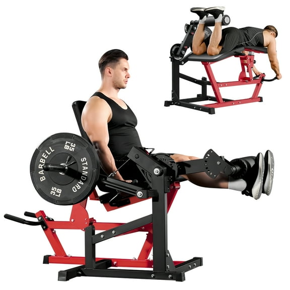 Syedee Leg Extension and Curl Machine, Adjustable Leg Curl Machine, Seated Leg Extension and Lying Curl Machine for Home Gym