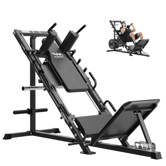 Mikolo Leg Press Hack Squat Machine Combo, Leg Press Machines for Home Gym with Linear Bearing, Hack Squat Machine with Rear and Front Band Pegs, Leg Machine for Full Range Leg Training