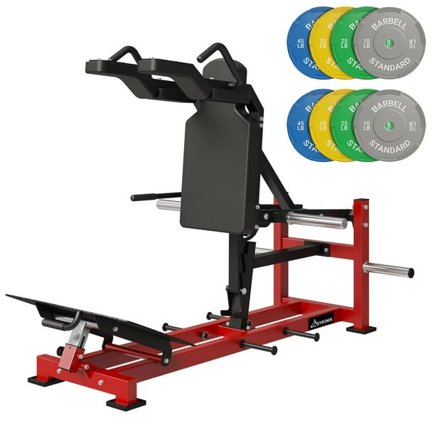 syedee Plate Loaded Hack Squat Machine with Band Pegs V Squat Machine with Adjustable Footboard with 230 LB Weight Plate Combo for Home Gym Walmart Business Supplies