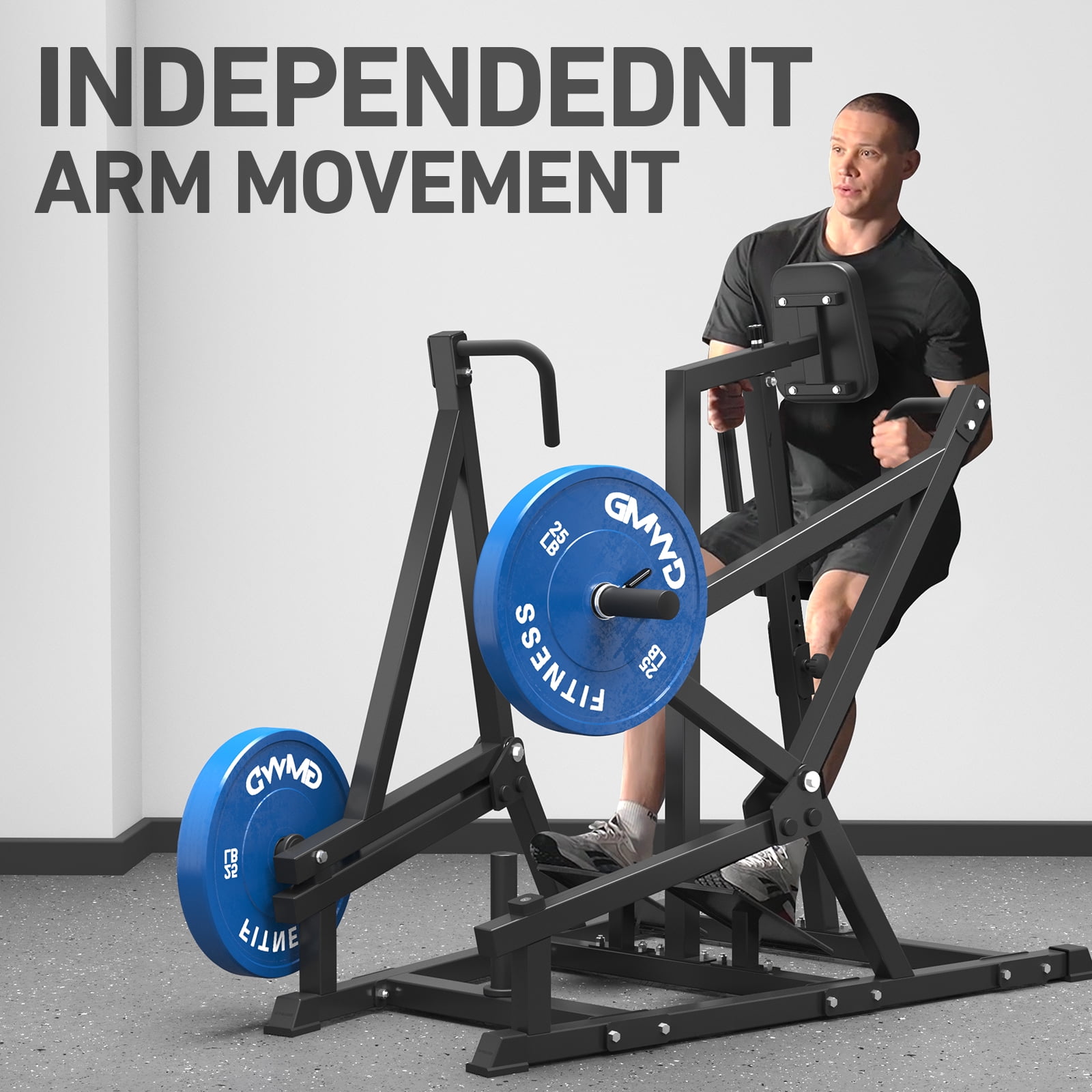 SYEDEE Seated Row Machine Plate Loaded Back Home Gym Back Row Machine Leverage Row Machine with Independent Arms Multi Grips LAT Machine for Home