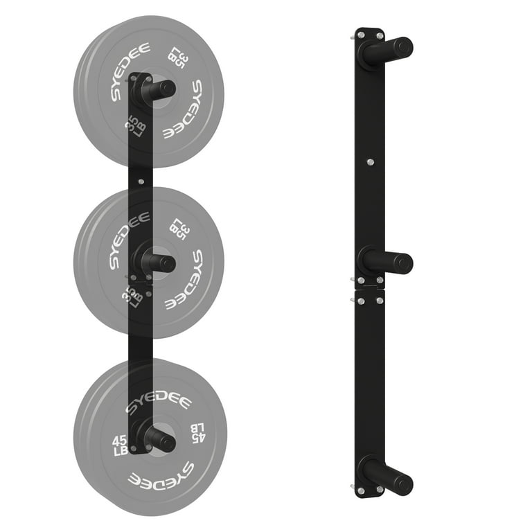 syedee Wall Mounted Weight Plate Storage Rack, 3-Peg Wall-Mounted Vertical  Bumper Weight Plate Holder( 1 Pcs) 