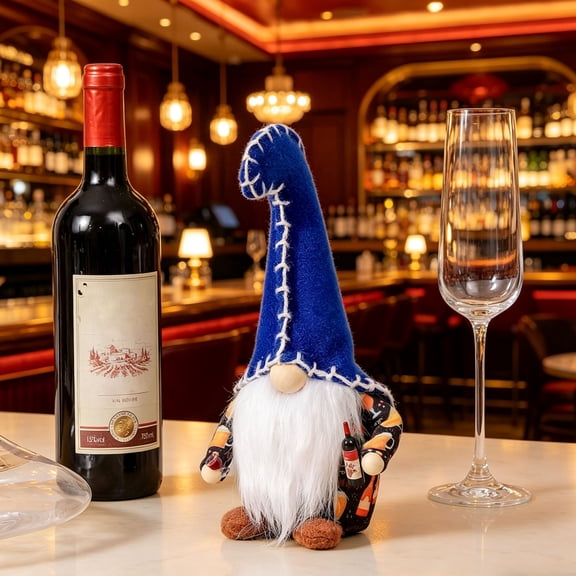 syligr 1 Pack Wine Gnome Plush, Hand-Holding Wine Glass Stuffed Toy, Soft Gnome Figurine, Bar Wine Cellar Shelf Decor, Dwarf Ornament for Wine Lovers, Christmas Party Decoration