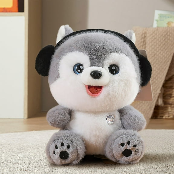 syligr 10 Inch Plush Dog Doll with Scarf, Soft Stuffed Animal Toy for Kids Boys Girls, Gift for Birthdays Holidays, Machine Washable and Lifelike Appearance