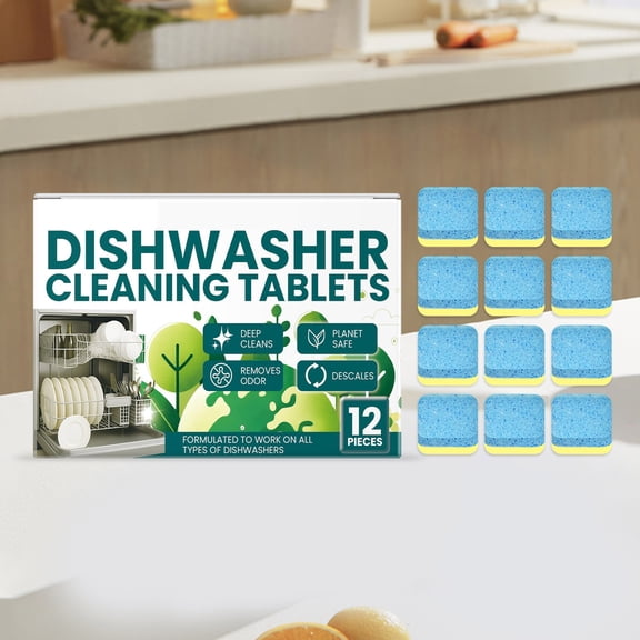 syligr 12-Pack Dishwasher Cleaner Tablets, Effervescent Decontamination and Descaling Deep Cleaning Pods, Removes Grease, Limescale & Odor, Restores Performance & Extends Life
