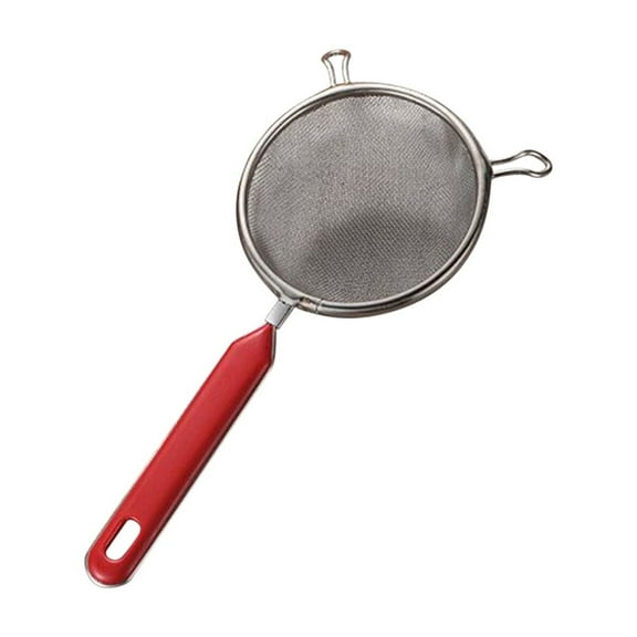 syligr 8.5cm Stainless Steel Double Handle Strainer - Fine Mesh Sieve for Sifting Flour Powder, Handheld Filter Basket with Sturdy Rim
