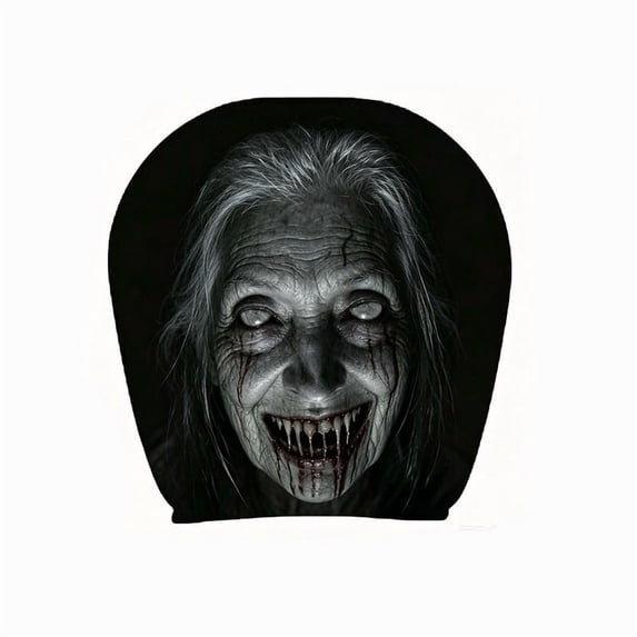 syligr 2 Pack Halloween Car Headrest Covers for Vehicle, Funny Spooky Face Seat Cushion for Auto Interior, Soft Polyester Headrest Covers for Car Decor, 11x10.2 Inches, Horror Themed Car Accessory
