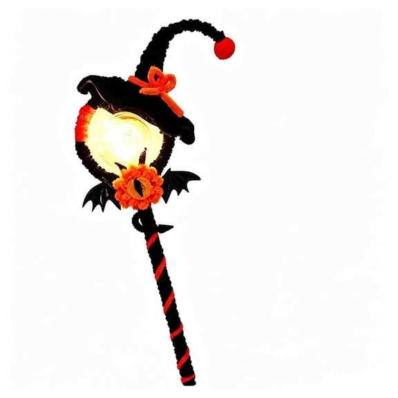 syligr 2 Styles Halloween Witch Wand DIY Craft Kit with LED Glowing Light, Complete Pipe Cleaner Magic Wand Making Set for Kids Party, Wizard Fairy Role Play Gift Activity