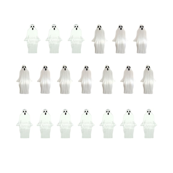 syligr 20 Pack Halloween Mini Ghost Figurines for Desk, Cute Sitting Ghost Ornaments for Shelf Tabletop, Plastic Spooky Decor for Party Favors DIY Crafts, Halloween Decoration Supply, 2 Inch