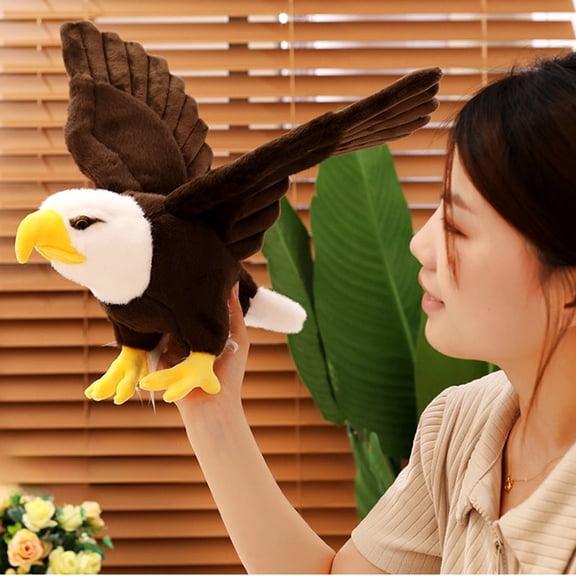 syligr 24 Inch Eagle Plush Toy, Flying Eagle Stuffed Animal with Spread Wings, Lifelike Bird of Prey Figure for Home Decor, Patriotic Plush for Bookshelf, Gift for Nature Lovers Boys