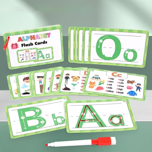 syligr 26 Alphabet Flash Cards, Wipe-Clean Letter Learning Cards for Toddlers, Reusable Dry Erase ABC Flashcards with 1 Pen, Preschool Educational Toy for Classroom Home,Gift for Boys Girls Ages 3-5