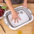 thumbnail image 1 of syligr 3-in-1 Foldable Cutting Board with Colander Kitchen Sink Organizer Plastic Collapsible Chopping Board Dish Drainer Vegetable Washer 14.6 Inch Space Saver, 1 of 6