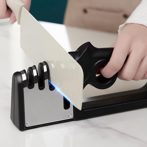 syligr 4-in-1 Kitchen Knife Sharpener for Home, Stainless Steel Multi-Slot Sharpener, Scissors Sharpener for Sewing Craft, Knife Blade Sharpener for Camping Outdoor, Kitchen Tool Sharpener