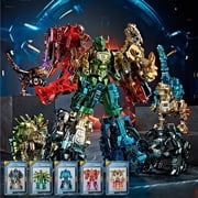 syligr 5 in 1 Dinosaur Transforming Robot Toy for Kids, 5 Dinosaurs Figures, Dino Toys for Sandbox, Transforming Robot Toy for Playroom, Mechanical Dino for Outdoor, Birthday Gift for Boys Ages 3+