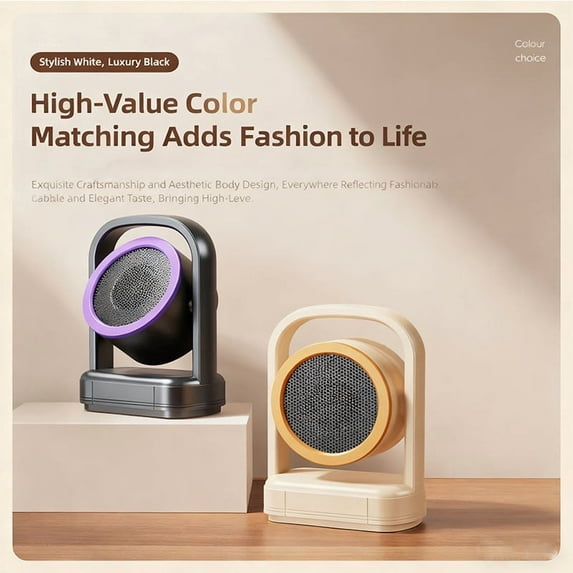 syligr 500W Portable Space Heater with Dual Heat Settings Technology - Advanced Overheat Protection and Flame Retardant Inner Liner - Compact Energy Efficient for Small Rooms and Personal Spaces