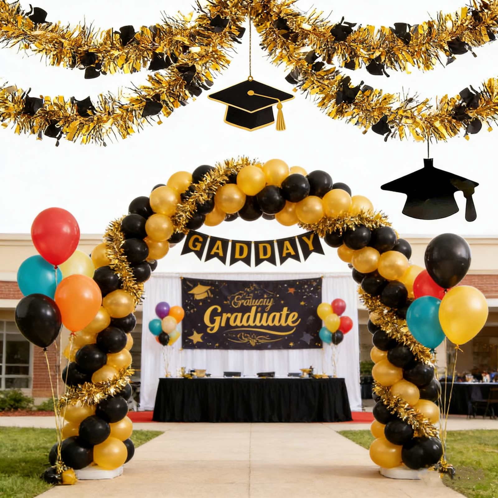 syligr 6.5FT Black Gold Party Streamers, Graduation Garland Decorations ...