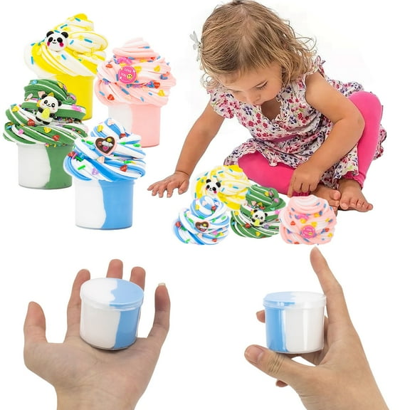 syligr 70ml Furry Cloud Butters Colored Clays Set 4 Pieces - Non Settling DIY Stretchy Sensory Play for Creative Crafts Relaxation and Mindful Activities Ages 3+ Perfect for Kids and Adults