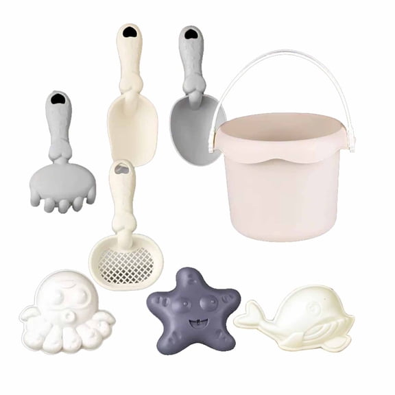 syligr 8 Piece Beach Sand Toys for Kids, Bucket Shovel, Sand Play Set for Backyard Park, Beach Molds for Vacation, Outdoor Summer Toys for Toddler, Travel Sand Toy for Seaside, Gift for Boys Girls