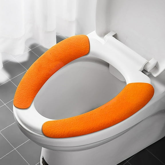 syligr Adhesive Velvet Toilet Seat Cushion Cover Pair, Soft and Warm Pad for Standard Toilet, Removable and Machine Washable, Hygienic Bathroom Comfort Accessory, Easy to Install