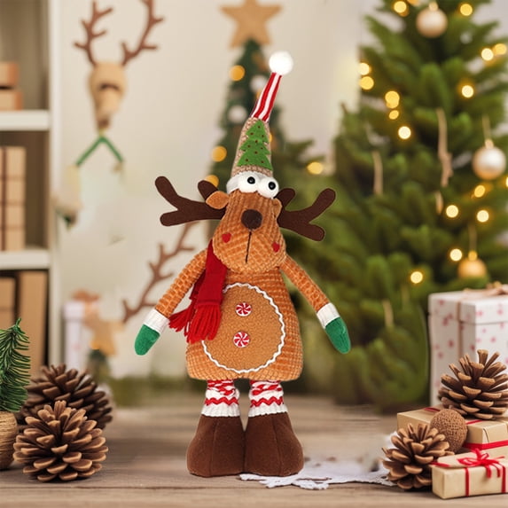 syligr Adjustable Standing Christmas Gnomes Plush Doll, 43CM/17 Inch Handmade Large Elk Gnome Stuffed Plush with Retractable Spring Legs, Christmas Decor Ornaments Winter Home Decor