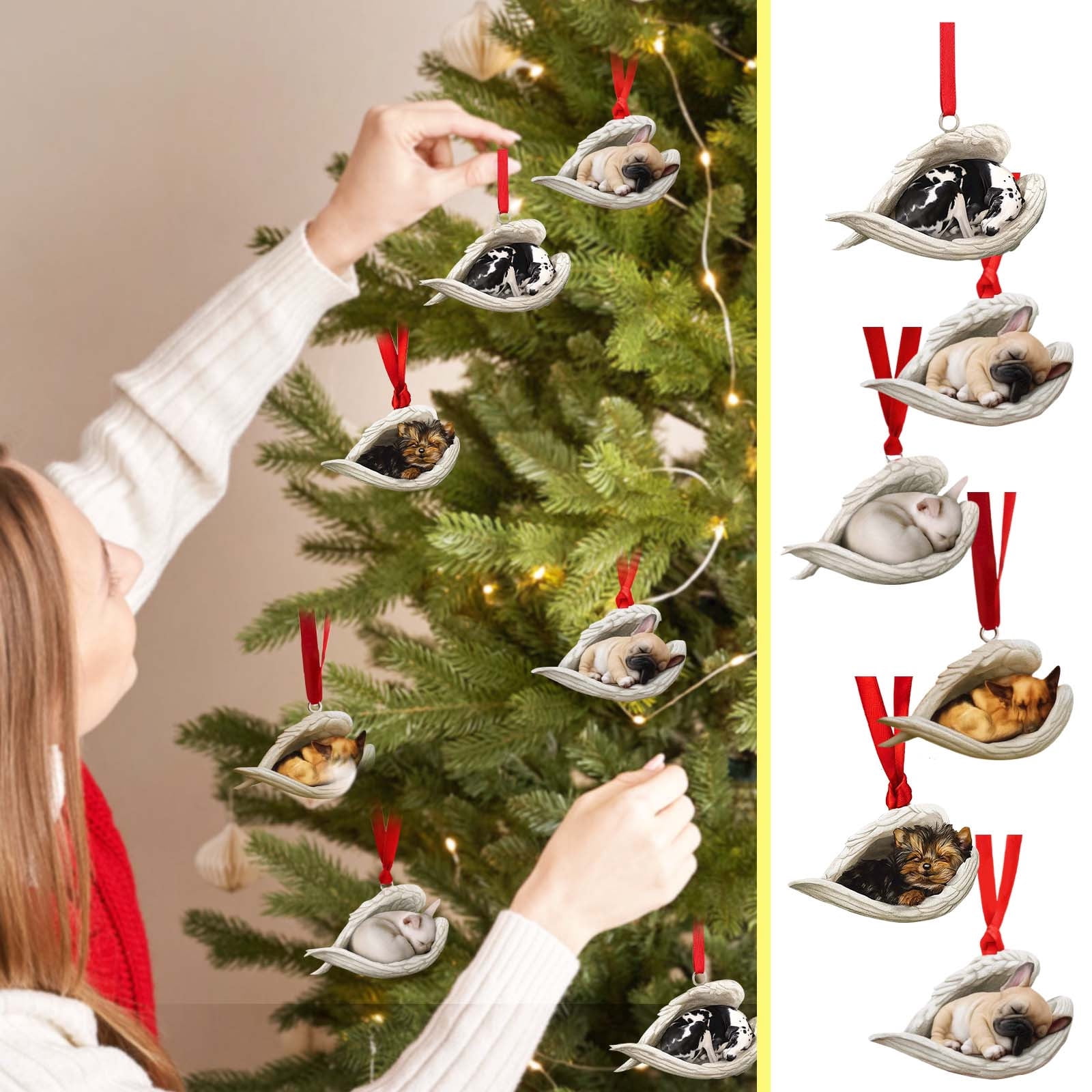 syligr Angel Wing Pet Christmas Ornaments 2D Acrylic Cute Dog Cat — free download