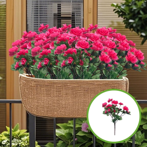 syligr Artificial Azalea Flower Bouquet Fake Flower Arrangement Plastic Simulation Flower for Home Decor Vase Filler Wedding Centerpiece Garden Floral Decor Set of 1 Stem