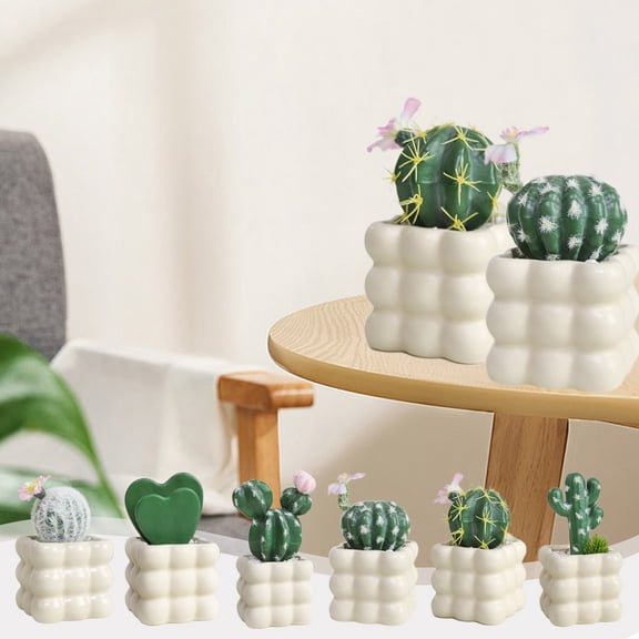 syligr Artificial Cactus in Ceramic Pot Fake Small Plant Desk Decor 7 Inch Small Potted Plant for Office Table Shelf Bathroom Home Decor No Maintenance Faux Plant Gift