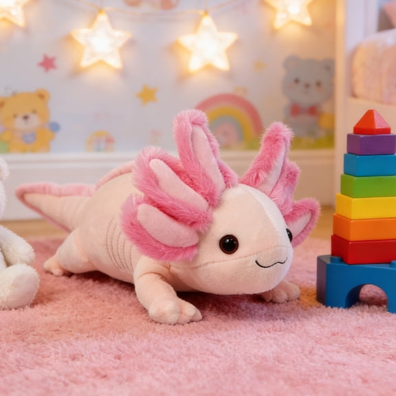 syligr Axolotl Plush Stuffed Animal Home Decor Cute Amphibian Figure 14 Inch Soft Collectible for Desk Bedroom Decor Kawaii Gift for Animal Lovers