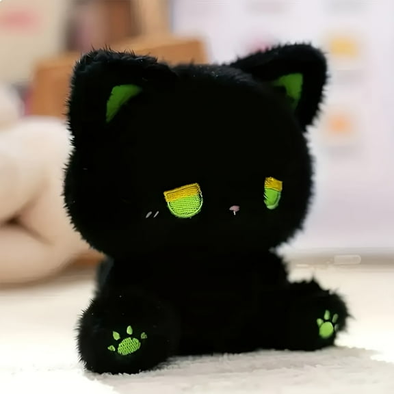 syligr Black Cat Plush Stuffed Animal Soft Home Decor Cute Figure 6 Inch for Desk Shelf Display Decoration Creative Gift for Cat Lovers Festival Halloween Present