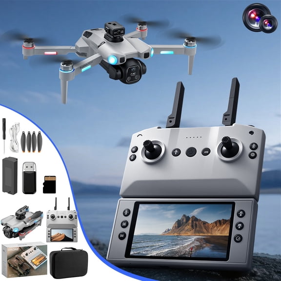 syligr Brushless Motor Drone with 1080P Camera for Adults, Remote Control with 4.5 Inch Screen Quadcopter, Optical Flow Positioning RC Helicopter for Beginners Outdoor Travel, 2.4G WiFi FPV, 150m