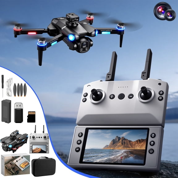 syligr Brushless Motor Drone with 1080P Camera for Adults, Remote Control with 4.5 Inch Screen Quadcopter, Optical Flow Positioning RC Helicopter for Beginners Outdoor Travel, 2.4G WiFi FPV, 150m