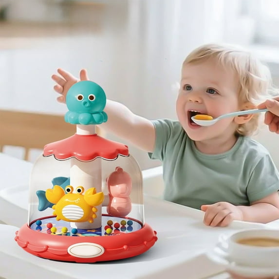 syligr Carousel Activity Toy for Babies, Push and Spin Merry Go Round with Lights Music for Infant Development, Early Learning Toys for Hand Eye Coordination, Sensory Toy Gift for 6 12 18 Month Olds