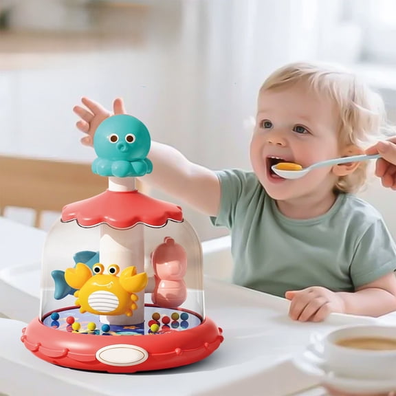 syligr Carousel Activity Toy for Babies, Push and Spin Merry Go Round with Lights Music for Infant Development, Early Learning Toys for Hand Eye Coordination, Sensory Toy Gift for 6 12 18 Month Olds