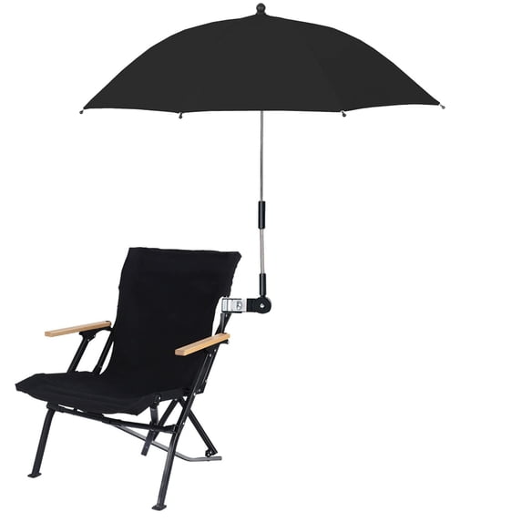 syligr Chair Umbrella with Clamp, Adjustable 360° Sun Shade UPF 50+, 29.5" Portable Beach Umbrella for Strollers Wheelchairs Patio, Heavy Duty Clip-On Sunscreen for Outdoor Camping, Father's Day Gift