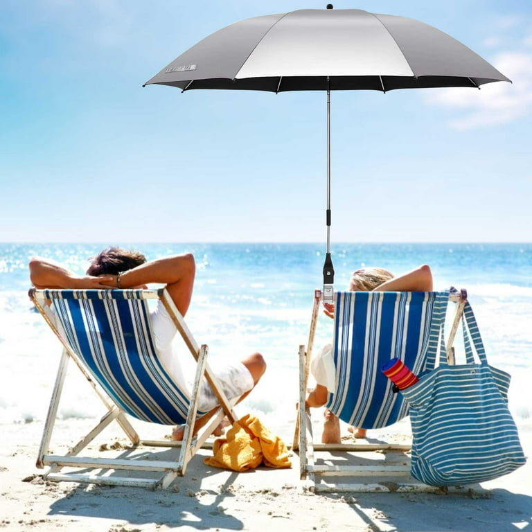 syligr Chair Umbrella with Universal Clamp Portable Camping Beach Chair Sun Umbrella UPF 50 360 Adjustable Umbrella Portable Umbrella for Beach
