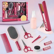 syligr Children's Barber Play Set with Sound Light Perm Wand and Accessories - Simulation Hair Salon Toy for Girls Role Play Interactive Fun and Imagination Development, Xmas Birthday Gift