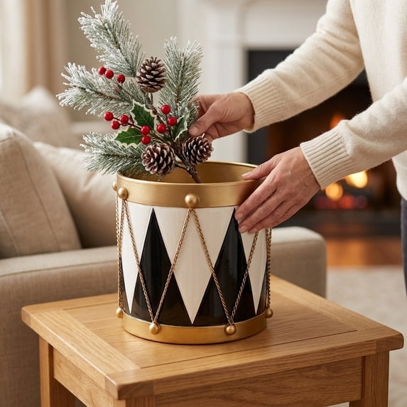 syligr Christmas Drum Bucket, Multi Decorative Container, Festive Ice ...