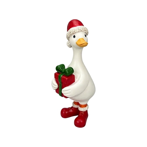 syligr Christmas Ducks Ornaments for Tabletop Decor, Cute Resin Festive Duck Figurines with Holiday Outfits, Hand Painted Collectible Statues for Shelf Mantel Desk, Home Party Decor