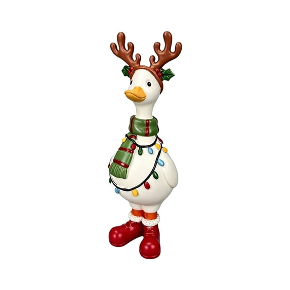 syligr Christmas Ducks Ornaments for Tabletop Decor, Cute Resin Festive Duck Figurines with Holiday Outfits, Hand Painted Collectible Statues for Shelf Mantel Desk, Home Party Decor