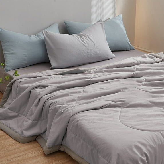 syligr Cotton Reversible Quilt Lightweight Summer Comforter Queen Size Soft Breathable Bedspread Coverlet Washable Quilted Throw Blanket for Bed