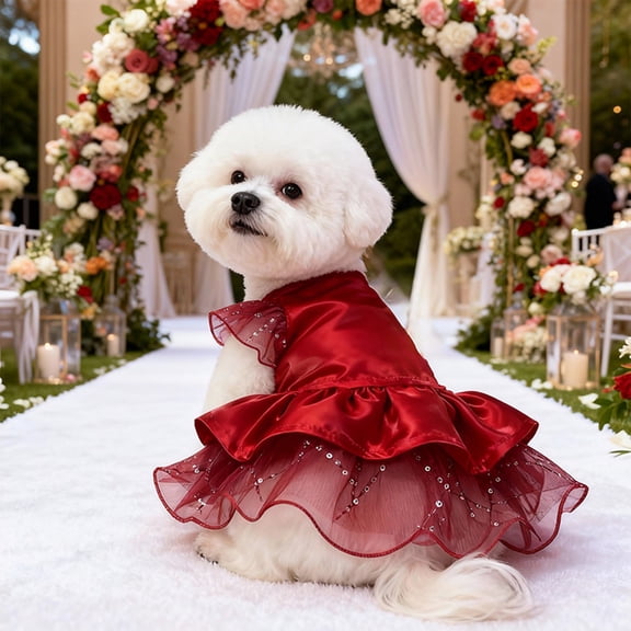 syligr Dog Wedding Dress Party Dress for Large Dogs Spring Summer Chiffon Breathable Formal Gown with Adjustable Straps for Special Occasions Photos and Celebrations