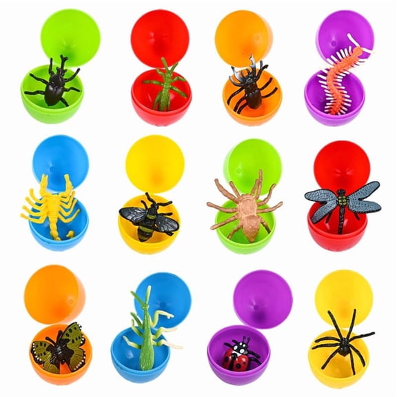 syligr Easter Egg Insect 12 Piece Trick Surprise Egg Childrens Toy for Handmade Party Treasure Hunt Spring Holiday Indoor Play Gift Fun Activity