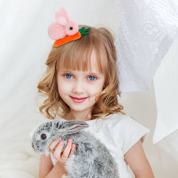 syligr Easter Hairpin for Women Kids, Mini Plush Bunny Carrot Hair Clip, Cute Easter Hair Accessory for Girls, Festive Party Hair Ornament Gift