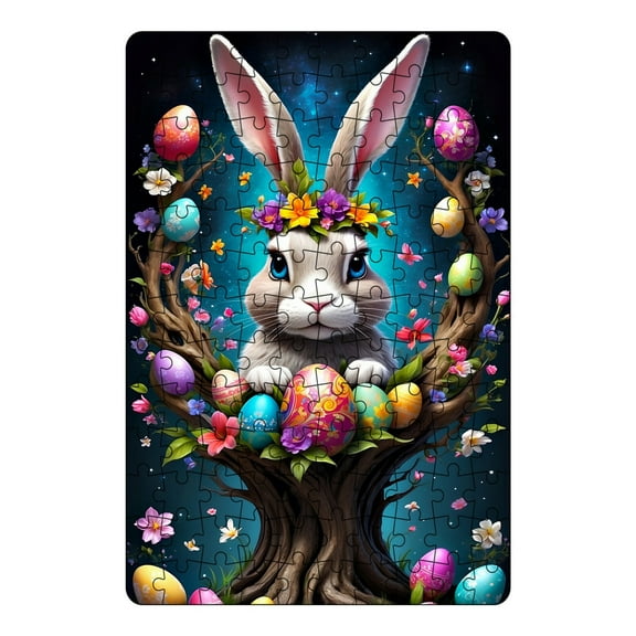 syligr Easter Puzzle Cute Rabbit Photo Family Game Home Decor Wall Art Hanging Picture Kids Adult Activity Spring Holiday Gift Brain Teaser Pastime 500 Pieces